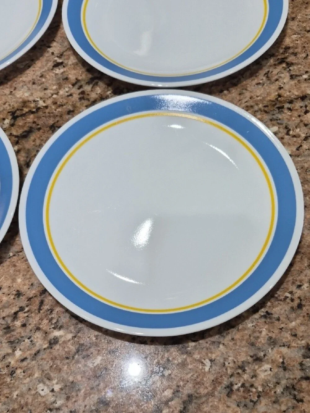 Corelle Haley White Dinnerware with Blue and Yellow Bands (6 Pieces)